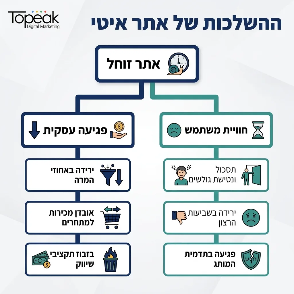 אינפוגרפיקה — ההשלכות של אתר איטי: אתר זוחל