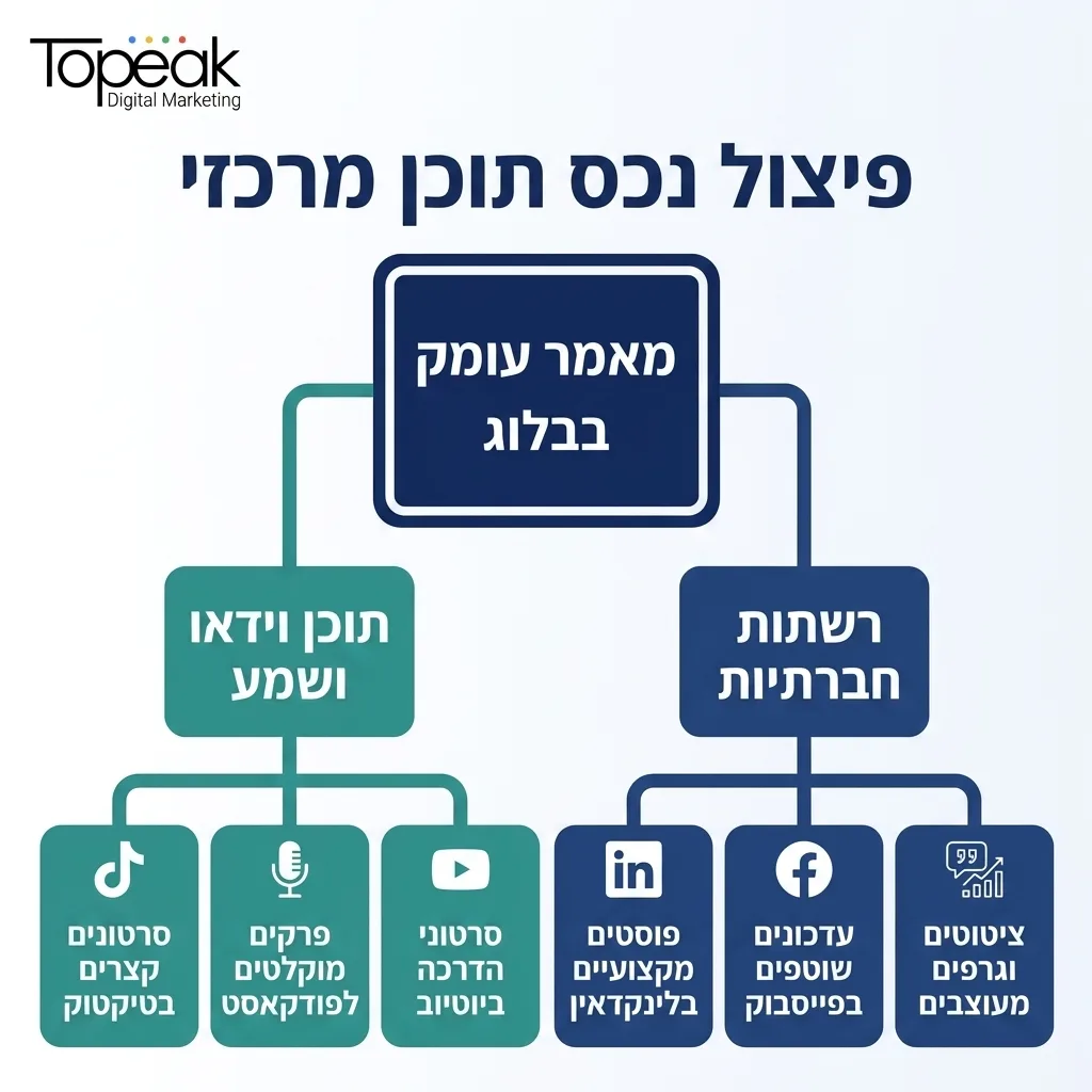 אינפוגרפיקה — פיצול נכס תוכן מרכזי: מאמר עומק בבלוג