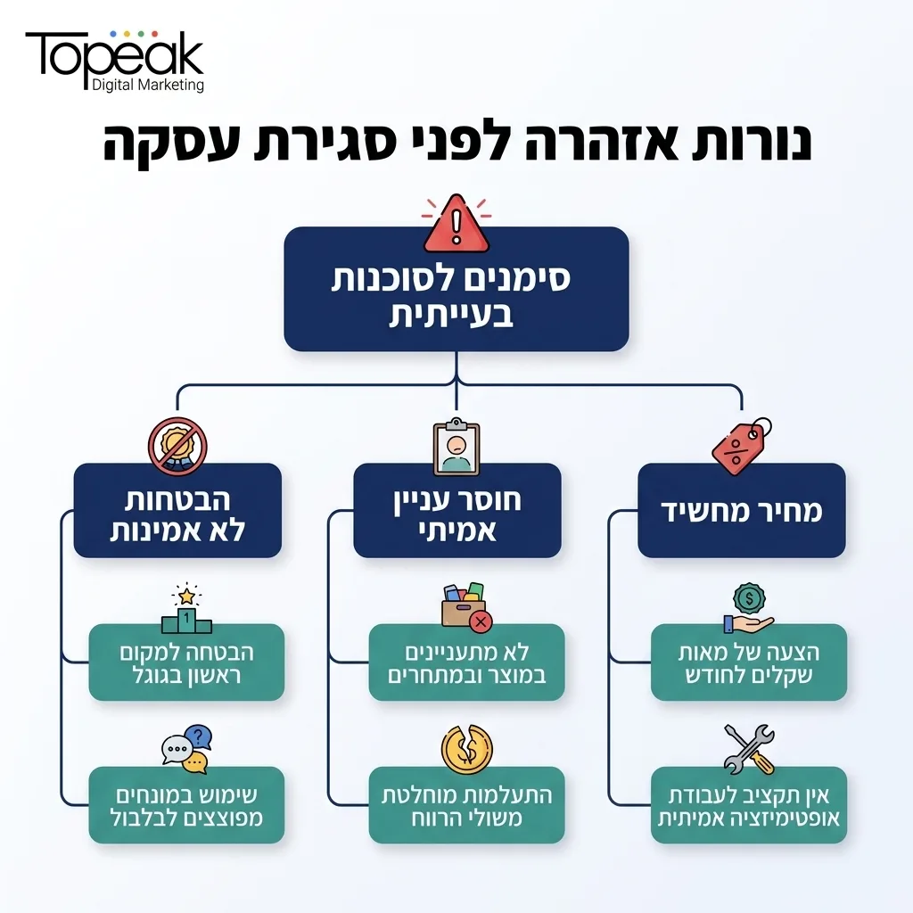 אינפוגרפיקה — נורות אזהרה לפני סגירת עסקה: סימנים לסוכנות בעייתית