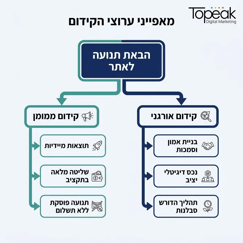 אינפוגרפיקה — מאפייני ערוצי הקידום: הבאת תנועה לאתר