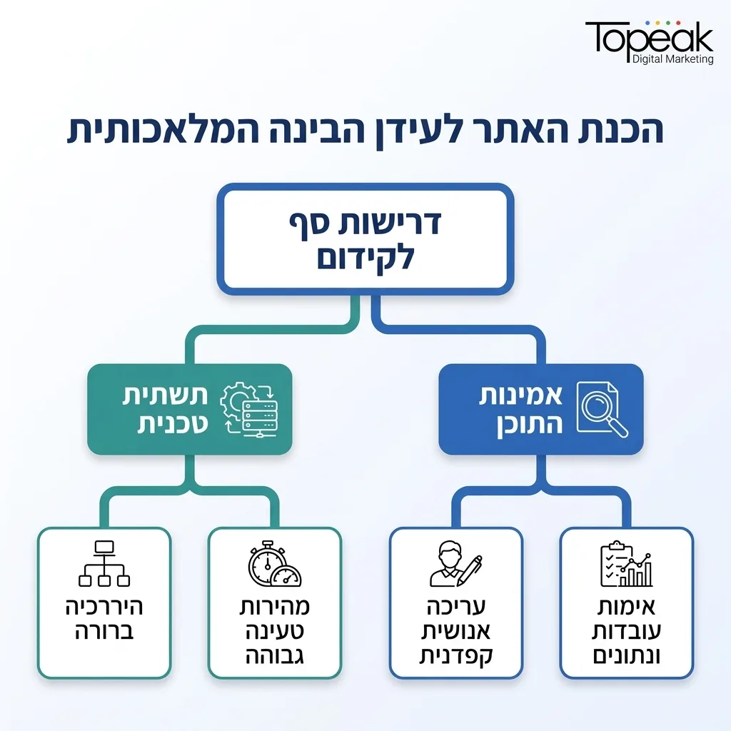 אינפוגרפיקה — הכנת האתר לעידן הבינה המלאכותית: דרישות סף לקידום